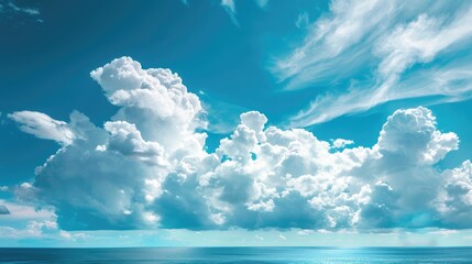 Wall Mural - White clouds contrasted with a backdrop of blue sky