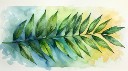 Wall Mural - With hand drawn watercolor tropical palm leaves, this floral stock clip art illustration is beautiful.