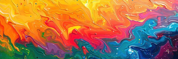 Wall Mural - colorful oil paint abstract rainbow pattern on canvas