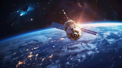 Wall Mural - explore the potential of space technology in opening new frontiers for business cooperation and netw