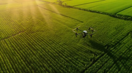 Aufkleber - Smart agriculture with modern technology for sustainable practices Rice farm Smart farming concept Sustainable agriculture Precision agriculture Climate monitoring Farm management syst : Generative AI