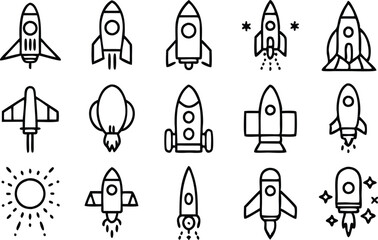 rocket vector spaceship illustration space fly ship icon launch science shuttle cartoon design flight speed isolated set