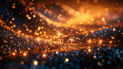 Wall Mural - glitter vintage lights background. dark gold and black. defocused
