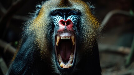 Wall Mural - Fury Unleashed: Inside the Mind of an Angry Mandrill.