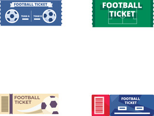 Collection of four stylized football ticket icons, ideal for sports event designs