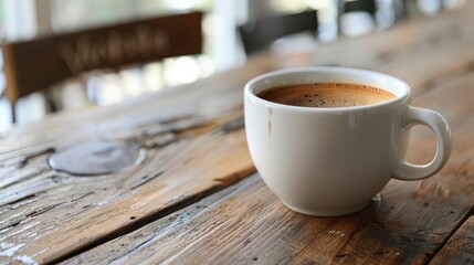 Poster - Freshly brewed coffee on a wooden surface