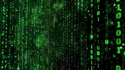 Abstract cyber technology with glowing binary code and circuit lines