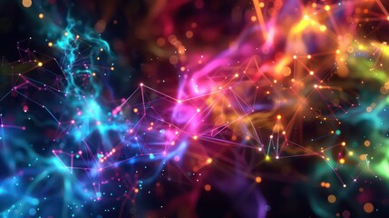 Poster - color accents: use accent colors like neon blues, greens, or purples for the nodes and connecting li