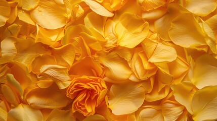 Wall Mural - Close up of yellow flower petals on a floral backdrop. Generative AI