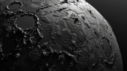 Wall Mural - a captivating 3d rendering showcases an abstract representation of planet earth in black and white f