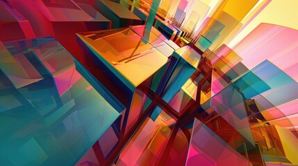 Wall Mural - Cubical abstractions A three dimensional rendering in an abstract style