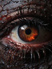 Sticker - a close up of a mans eye with blood on it