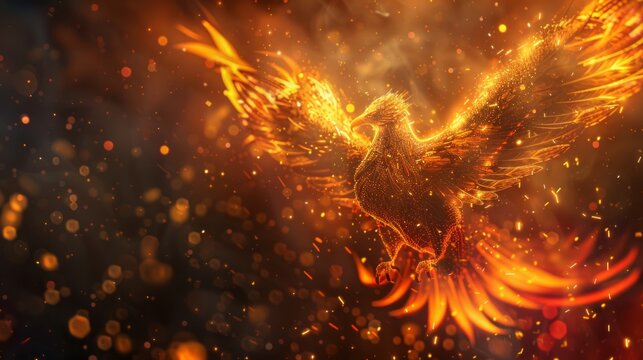 phoenix bird fire fantasy firebird abstract magic 3d eagle animal. phoenix bird fire tale character 