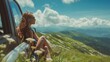 © zipop - Young beautiful woman traveling by car in the mountains, summer vacation and adventure