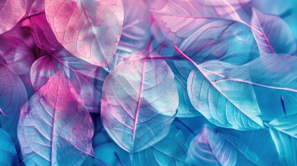 Wall Mural - Macro leaves background texture blue. beautiful artistic image of nature