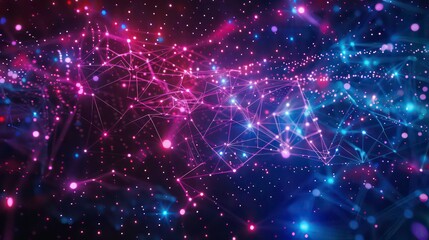 Poster - a vivid display of interconnected neon nodes, symbolizing a digital network or constellation. genera