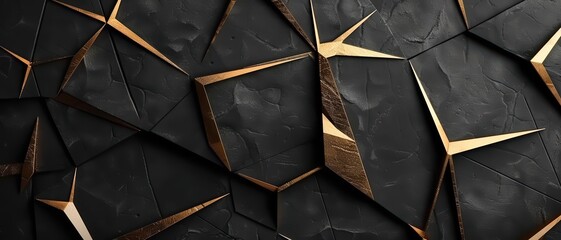 Wall Mural - Black and gold elegant geometric shapes background, simple and luxurious,