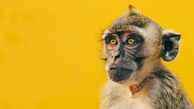 Monkey Against Yellow Background