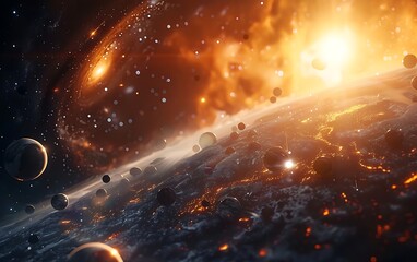 Wall Mural - A outer space galaxy far away with the sun
