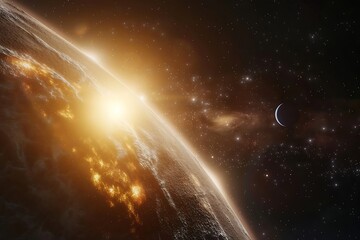 Wall Mural - A outer space galaxy far away with the sun