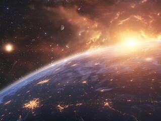 Wall Mural - A outer space galaxy far away with the sun