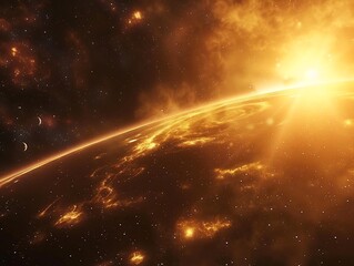 Wall Mural - A outer space galaxy far away with the sun