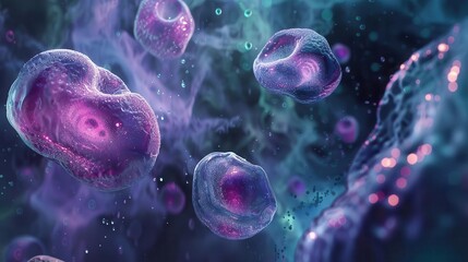 Wall Mural - futuristic 3d illustration of embryonic stem cells for cellular therapy scientific