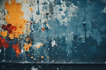 a close up of a wall with paint splattered on it
