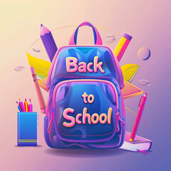 Back to school modern and simple 3d design with class accessory