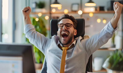 Poster - happy and excited businessmen investing