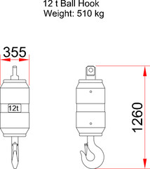 Sticker - Vector silhouette illustration sketch architectural engineering drawing detailed design of crane hook for lifting heavy goods in industry