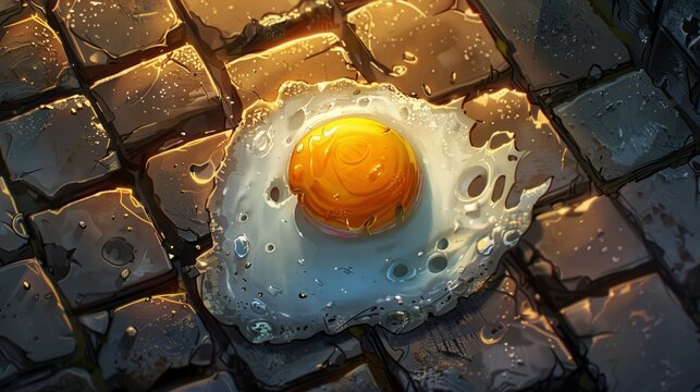 sidewalk egg frying day background concept