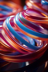 Wall Mural - a close up of colorful plastic rings on a black surface