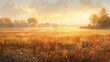 © AkuAku - Experience the fresh start of a new day Behold the mesmerizing sunrise over a golden meadow in autumn surrounded by a backdrop of beautiful ethereal gold light