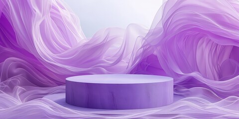 Wall Mural - Purple Silk Drapery with a Cylindrical Platform