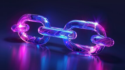 Wall Mural - A chain of colorful beads with a purple and blue link. The beads are glowing and appear to be stars