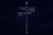 © faithie - road sign with good vs bad choice, decision making and opposite choices in life
