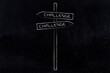 © faithie - road sign with challenges in both directions,  decision making and life choices