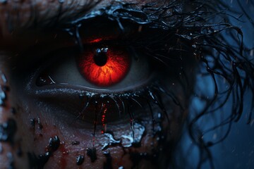 Sticker - a close up of the eye of a person with red eyes