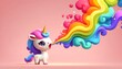 © FantasyLand86 - A whimsical unicorn character spouting a colorful stream of flames in shades of the rainbow, adding a magical touch.