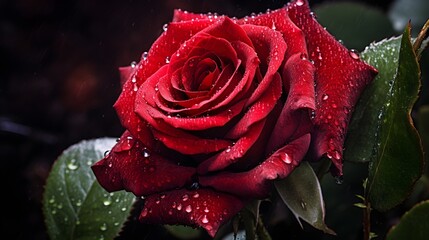 red rose with water drops