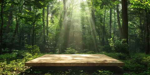 Wall Mural - Sunlight Streaming Through Forest Canopy