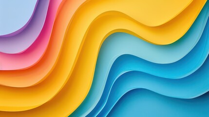 Wall Mural - A vibrant, multicolored abstract image featuring flowing wavy patterns in shades of blue, yellow, and violet, suggesting movement and fluidity