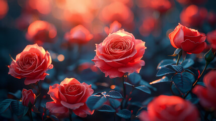 Poster - Natural red roses background