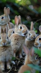 Many surprised rabbits. 