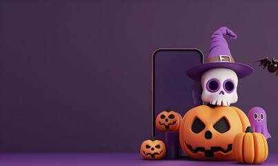Happy Halloween elements and dark background design