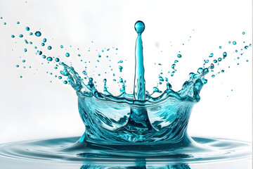 Wall Mural - blue water splash isolated on white background.