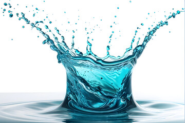 Wall Mural - blue water splash isolated on white background.