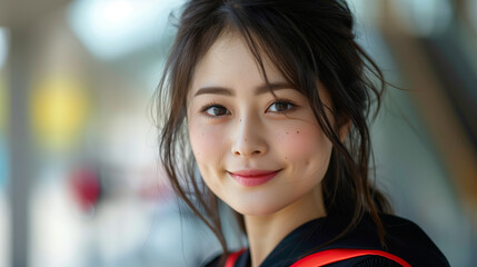 Beautiful attractive Japanese University student, wearing graduation gown, Ai generated Images