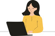 © dapiyupi - Woman typing on laptop flat design illustration isolated in white